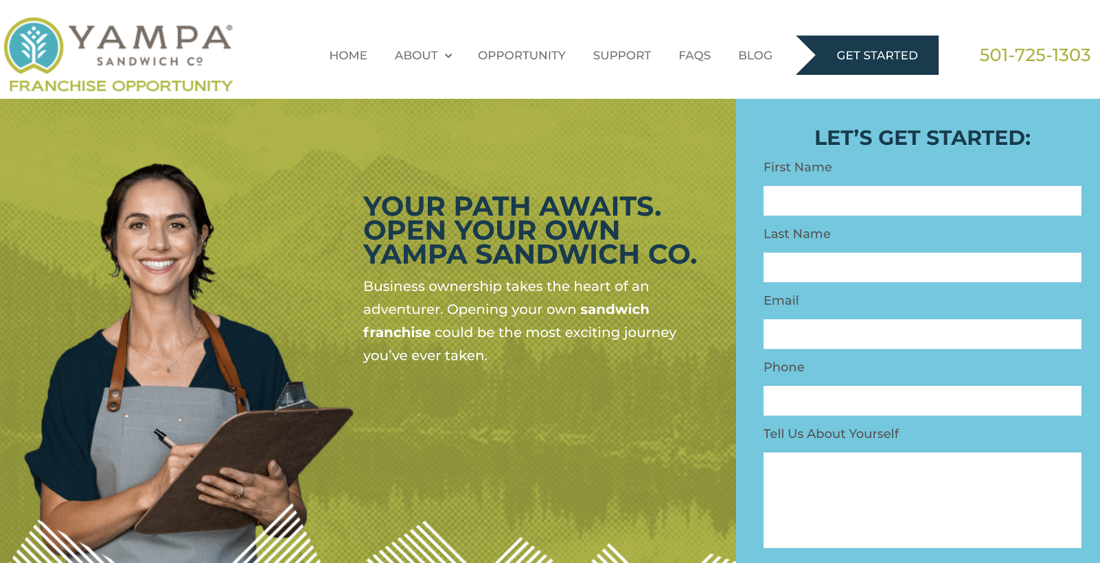 Yampa Sandwich Franchise Website