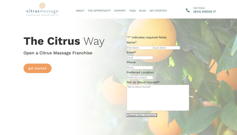 Citrus Massage Franchise Website