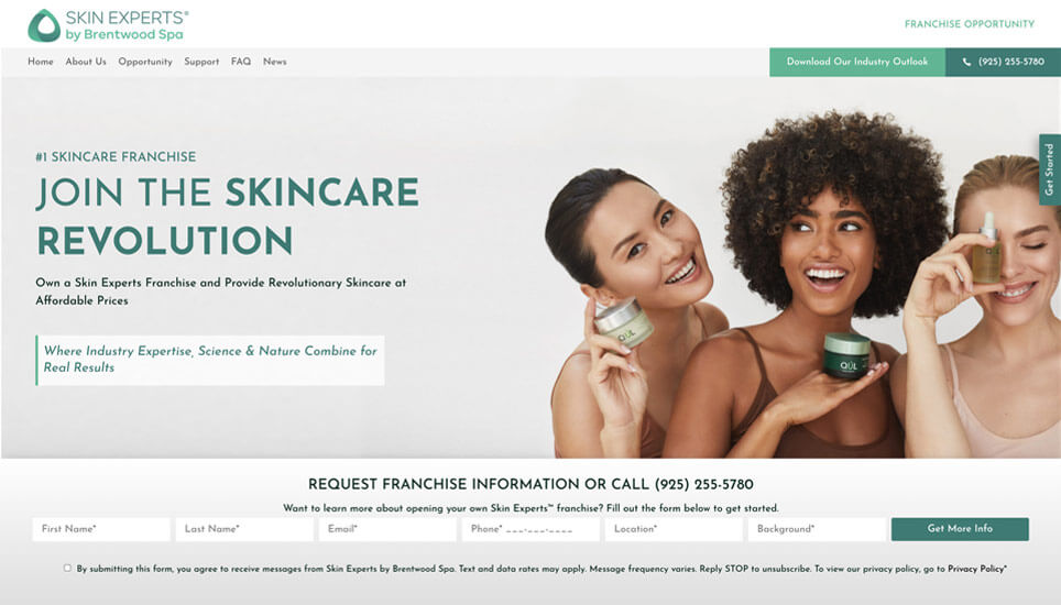 Skin Experts Franchise Website