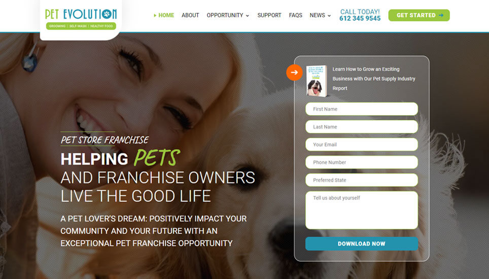 Pet Evolution Franchise Website