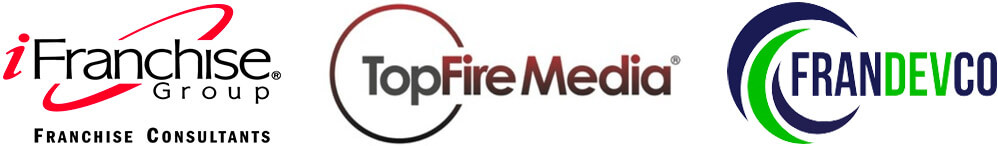 iFranchise Group Franchise Consultants Logo. TopFire Media Logo. FranDevCo Logo.